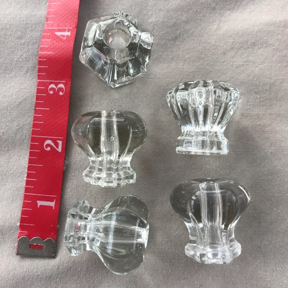 Lot of 5 Vintage Clear Glass Mismatched Cabinet Pulls / Drawer Knobs - Picture 4 of 6